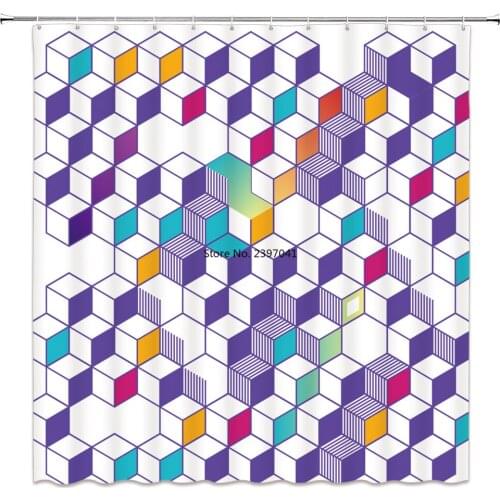 Colorful Rainbow Stripes Pattern Bathroom Curtain Decor Waterproof Polyester Eco-Friendly Shower Curtains 150*180cm & 180*180cm