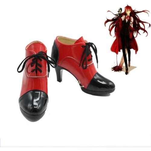 Adult Boots Black Butler Grell Sutcliff Cosplay Shoes Custom Any Size Cosplay Shoes Anime Party Boots