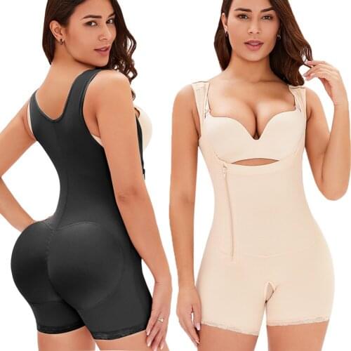 Womens Body Shaper Zip U-Design Abdomen Full Body Shapewear Faja Girdle Belts Modeling Strap Postpartum Panty Girdle Butt Lifter