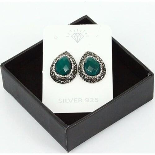 2018 Tredy Faceted Gem Stone Pave Crystal Rhinestone Earrings Pendant Dangle Earrings for Women Bijoux Elegant Gift