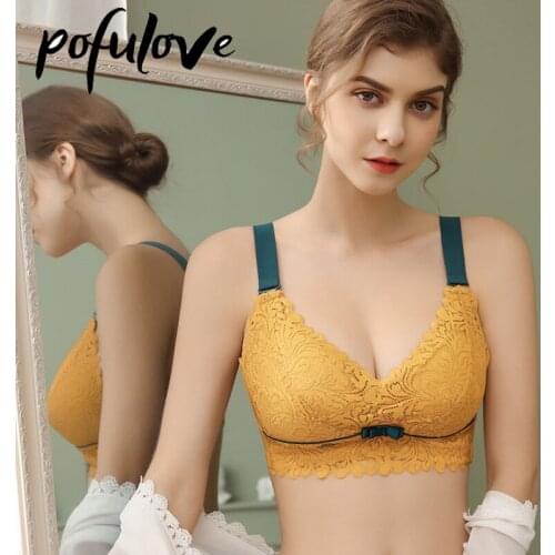 Plus Size Bra 75-95 B C D Sexy Lace Bras Push Up Underwear for Women Wireless Seamless Bralette Thin Gather Brassiere Female New