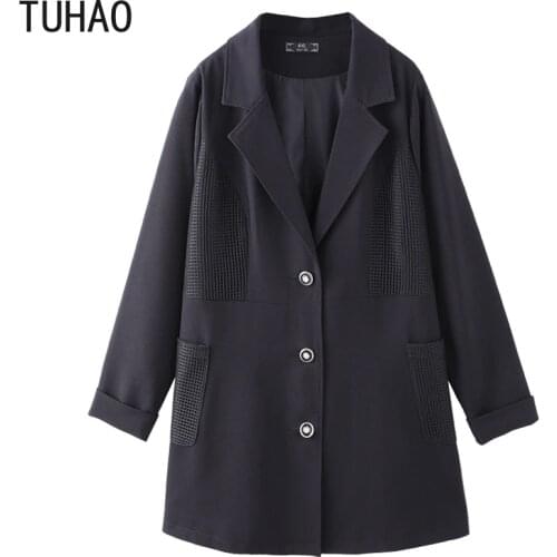 TUHAO Plus Size 10XL 9XL 8XL Women Blazer Long Sleeve Black Office Lady Suit Loose Coat Female Jacket Tops 6XL 5XL Basic Jackets