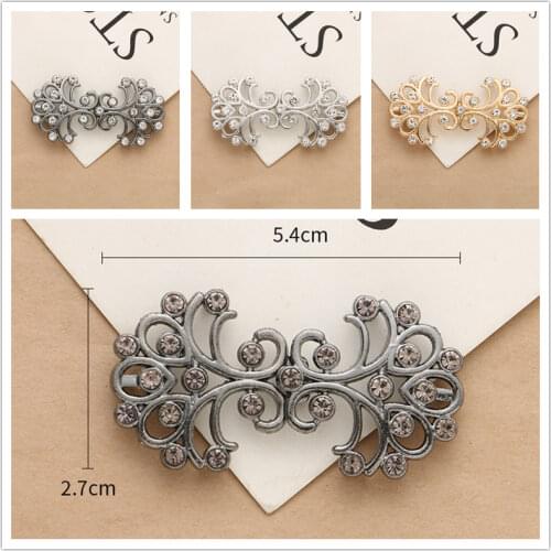 1 Pair Cardigan Collar Clips Holder Women Decor Shiny Crystal Cape Cloak Clasps Fasteners Buckle