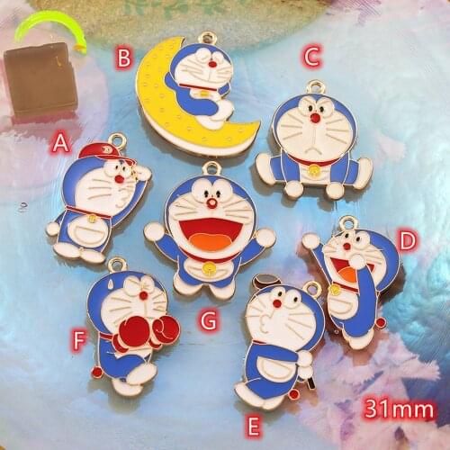 Dingdang Cat Charms 10pcs Japanese Cartoon Blue Cat Pendant Charm Blue Enamel Metal Charm Pendants for Earrings