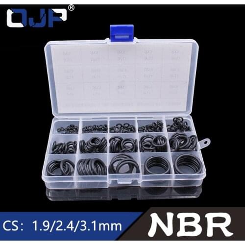 200pcs 15 Sizes O Rings Rubber O Ring Seal NBR Black Sealing O-rings Nitrile Washer Rubber o-ring set Assortment Kit Set Box