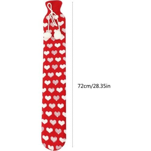 2000ml Plush Knitted Cover Hot Water Bottle Long Strip Shape Anti-scald Hot-water Bag Water-filling Hand Warmer for Dormitory Of
