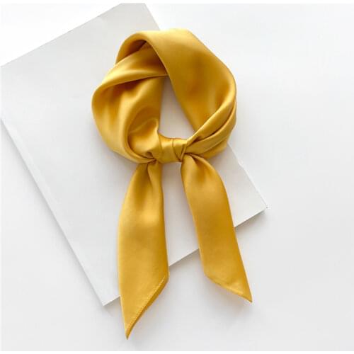 2020 Solid Color Women Scarf Square Silk Scarves Hijabs Neck Head Kerchief Foulard Lady Shawls Smooth Tie Band