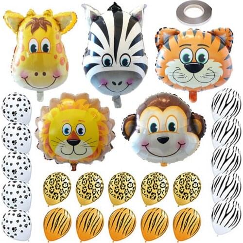 25pcs Animals Balloons Safari Birthday Balloon Jungle Theme Birthday Party Balloons Birthday Party Decorations Kids Toys Balloon