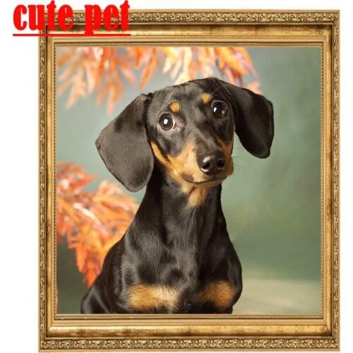 Cute pet sausagedog diamond painting diy embroidery Cross Stitch full drillHome Wall Decor diamond painting wallpaper Embroidery