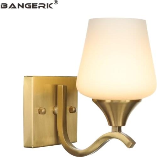 American Modern LED Wall Light Loft Style Brass Glass Wall Lamp Decor Sconces Bedside Home Lighting Fixtures E27 110V/220V