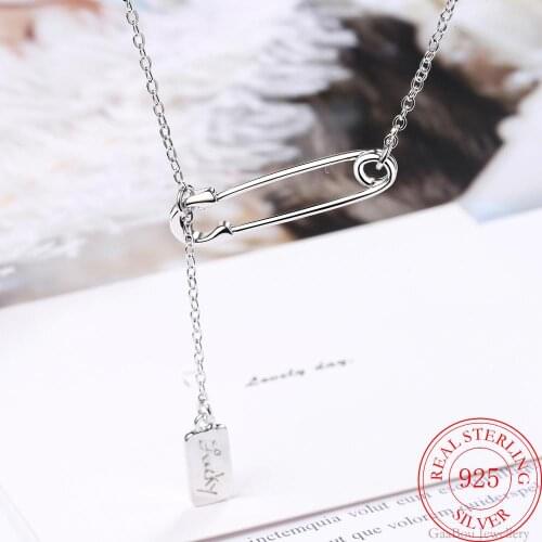 Pin LOVE Sign 925 Sterling Silver Trendy Pendant Chain Necklace For Women Girl Necklace Anniversary Fine Jewelry