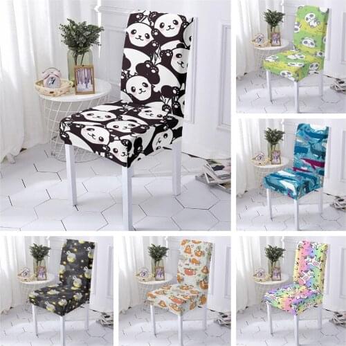 Cartoon Spandex Dining Chair Cover Elastic Seat Covers Office Chair Slipcovers Restaurant Wedding Banquet Hotel 1/2/4/6PCS