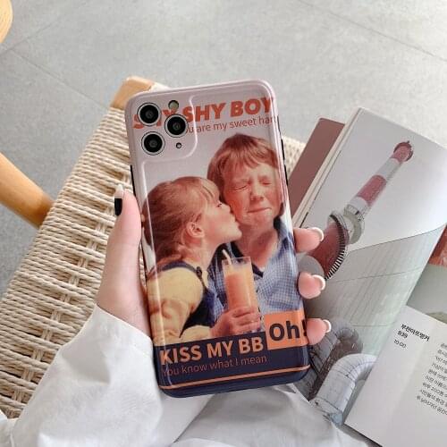 Lovers kiss my baby Case For iPhone11 Pro Max Xs max 7 8plus XR Phone Cover Body Shell Shockproof Transparent Protection case