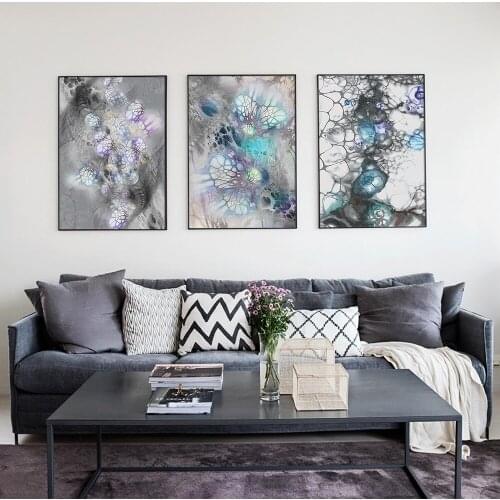 Blue Purple Teal Digital Mixed Media Canvas Print Ready To Hang Limited Edition Office Living Room Bedroom Abstract Colourfull