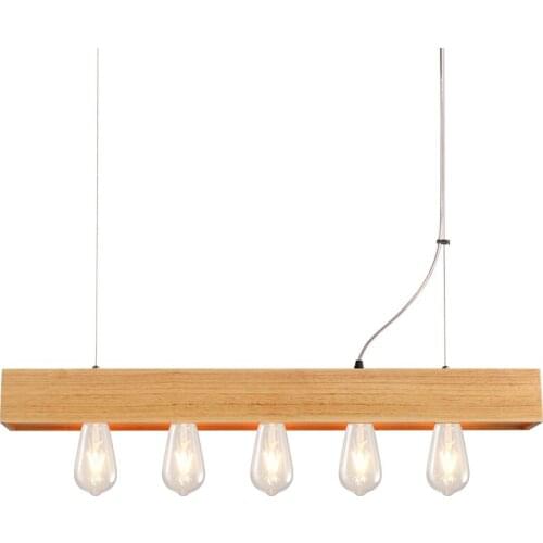 Nordic Style Wood Modern LED Pendant Lights Creative 5 Heads Hanging Lamps For Bedroom Restaurant E27 220V For Decor Edison Bulb