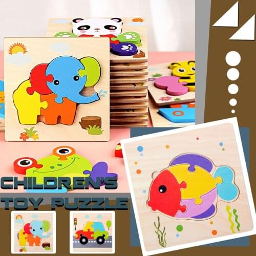 Toddler 2 3 4 5 Years 3d Wooden Puzzle Tangram Shapes Learning Cartoon Animal Theme Intelligence Puzzle Jigsaw Montessori Toys