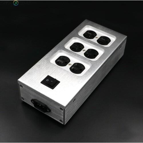 GZLOZONE Aluminum Electrical Outlet HIFI Power Socket American Standard 6 Seats Power Supply Array Socket