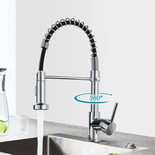 Kitchen Faucet Pull Down Kitchen Tap Sink Single Lever Pull Out Spring Spout Mixers Tap Hot Cold Water Deck Mounted Flexible Tap
