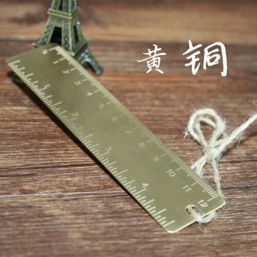 Brass ruler creative retro mini copper ruler with inch scale EDC carry accessories bookmark ruler school office supplies