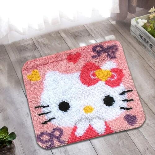 Hot! Latch Hook Rug Kits DIY Needlework Unfinished Crocheting Rug Yarn Cushion Mat Cartoon cat Embroidery Carpet Rug Home Decor