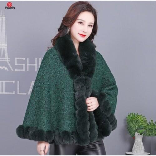 Fashion Weave Soft Faux Rabbit Fur Cape Coat Winter Warm Thicken Cloak Wraps Full Trims Shawl Women Gifts 7 Colors
