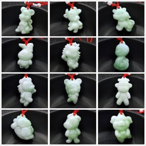 Natural White Jade Chinese Zodiac Pendant Necklace Fashion Charm Jewellery Accessories Hand-Carved Lucky Amulet Gifts for Women