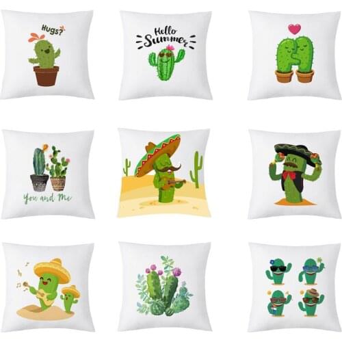 Creative Cactus Cushion Cover Summer Tropical Plants Mexico Cactus Throw Pillow Case Cartoon Cactus Decoration Pillowcase