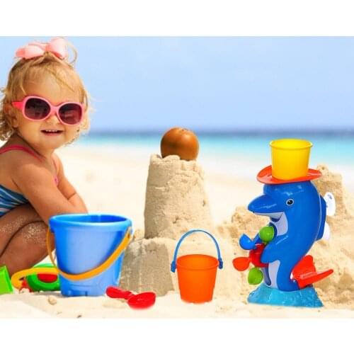 Beach Toys Cute Safe Dolphin-shaped Water Leaking 3-piece Set Park Garden Lawn Outdoor Fun Sports Learning Education