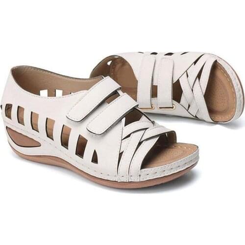 Women Casual Peep Toe Hollow Out Breathable Wedges Sandals