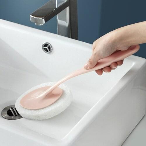 Long Handled Brush Bathtub Eraser Magic Sponge Cleaning Sponge for Dishwashing Kitchen Toilet Bathroom Cleaning Tool Accessory