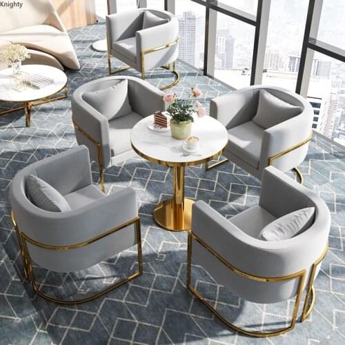 Modern living room sofa Simple Fabric Chair Negotiation Office Reception Room Single Sofa Wrought Iron Custom Makeup Chair MC