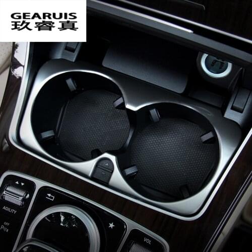 Car styling Inner Water Cup Holder Cover stainless steel Stickers Trim 1pcs For Mercedes Benz C Class W205 GLC E Class W213 LHD