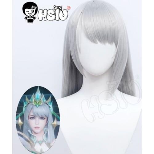 HSIU game King of Glory cosplay Silver gray shawl hair Yu Ji Game skin wig halloween Prom party wig+Free wig cap