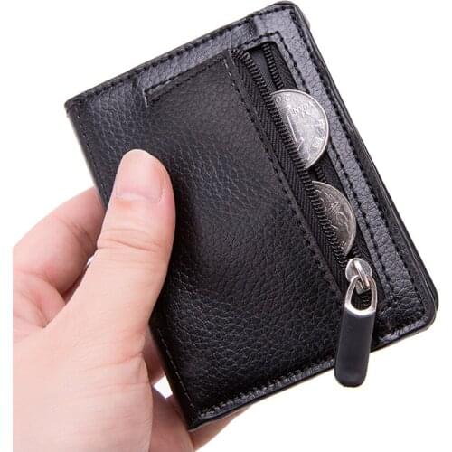 2020 RFID Wallet Metal Blocking Credit Card Holder Aluminum High Quality Soft Leather Slim Card Case Travel Wallet