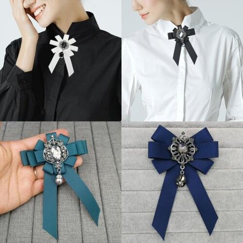 Vintage Bowtie Brooches for Women Black Ribbon Pearl Brooch Pins Corsage Ladies Broches Dress Coat Accessories Girls Gifts
