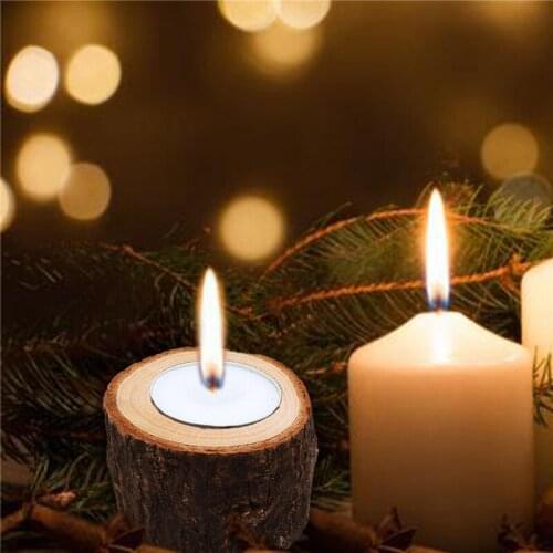 Vintage Wooden Tree Branch Candle Holder Wood Tea Light Candlelight Dinner Deco