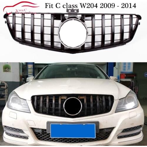 W204 GT grille GT R GTR Front Grill Mesh for Mercedes C class W204 2008 - 2014 C180 C200 C250 C280 C300 C350 Front Hood Grills