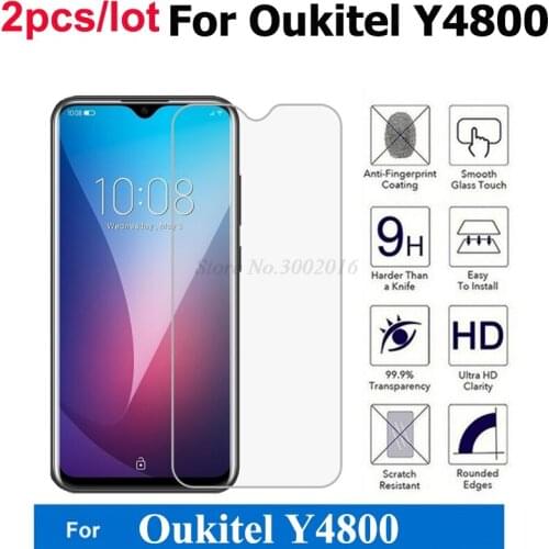 2Pcs Tempered Glass For oukitel Y4800 Glass 6.3" Anti-Explosion Phone Accessories Front Film For oukitel Y4800 Screen Protector