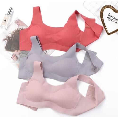 Roseheart Women Fashion Pink Red Bralette Wireless One-Piece Bras Push Up Cotton Cup A B Student Padded Maiden Bras