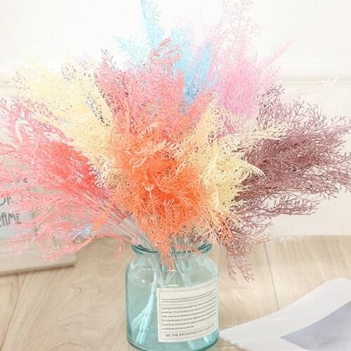 1 Bouquet Artificial Plant Silk Pine Grass Fake Leaf Foggy for Handmade DIY Home Garden Wedding Table Decoration
