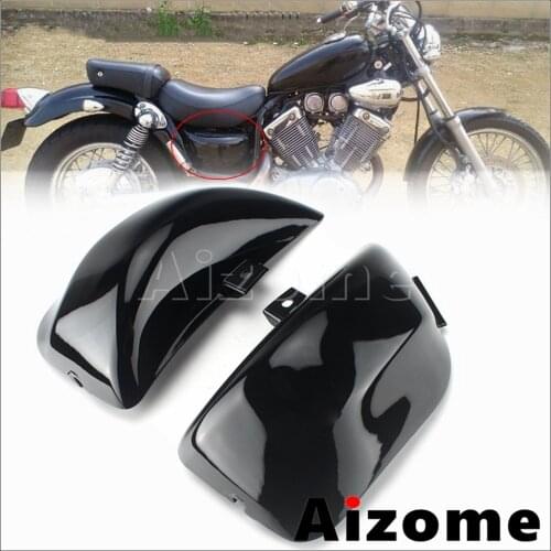 1Pair Gloss Black Motorcycle Battery Side Cover Fairing Guard Frame Protector for Yamaha Virago XV535 XV400 XV 535 XV 400