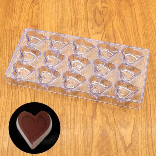 15 Heart Love Polycarbonate PC Chocolate Mold 3D Lollipop Fondant Candy Cake Molds Kitchen Baking Pastry Tools