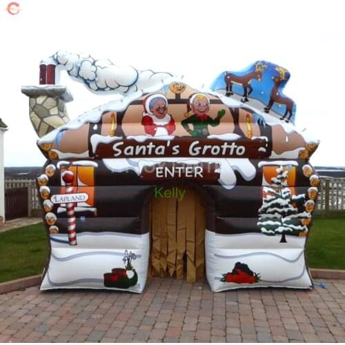 2021 Christmas Decoration Giant Inflatable Santa Grotto House Lawn Tents For Party Rental