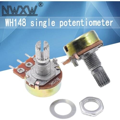 5pcs/lot WH-148 B20K 20k single 3-pin volume adjustment potentiometer B203 shaft length 15mm with nut and washer
