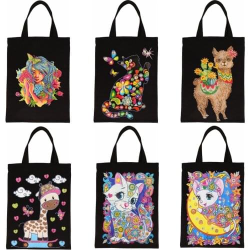 5D Diamond Painting Handbag DIY Eco-friendly Shopping Storage Bags Foldable Canvas Bag Home Organizer Craft Handbag Gift