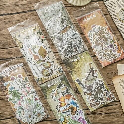 60Pcs Flower Die Cuttings Stickers Washi Paper Scrapbooking Plant Angel Old Things Planner Notebook Diary Home Decoration