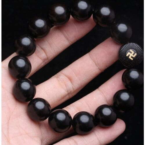 Genuine Ebony Black Wood Bracelet 12mm 15mm Universal Bracelet for Men and Women Wooden Jewelry