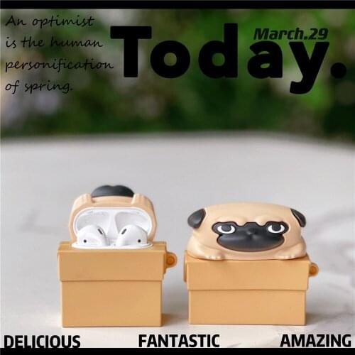 For Apple AirPods pro Earpods Case 3D Cute Cartoon pug Dog Wireless Earphone Headphone Box silicone soft Cover for Air pods 2