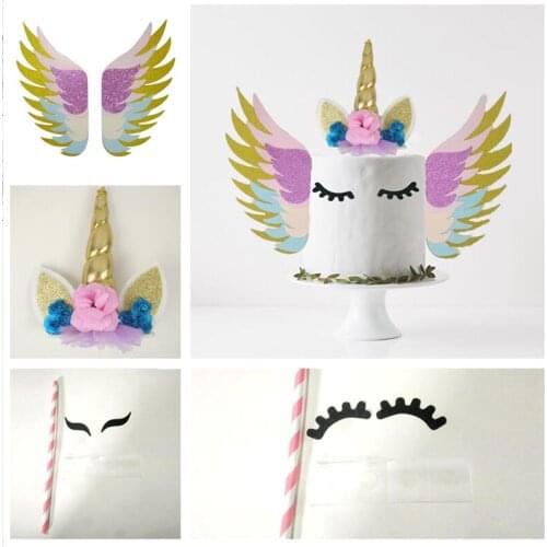 Unicorn Cake Topper Happy Birthday Unicorn Party Cupcake Topper wedding Children Baby Shower Cake Top Flag Baking Decorations