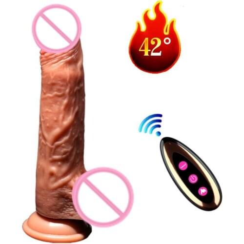 Wireless Remote Vibrator Dildo Extreme Realistic G-spot Automatic Heating Telescopic and Peristaltic Big Penis Sex Toy for Woman